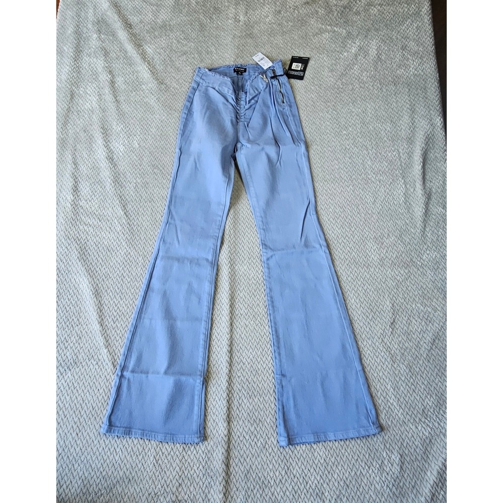 Playboy by PacSun Jeans Womens‎ Size 25 Waist (0)High Rise Ruched Flare Blue NWT